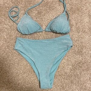 Glittering Aqua Bikini Set